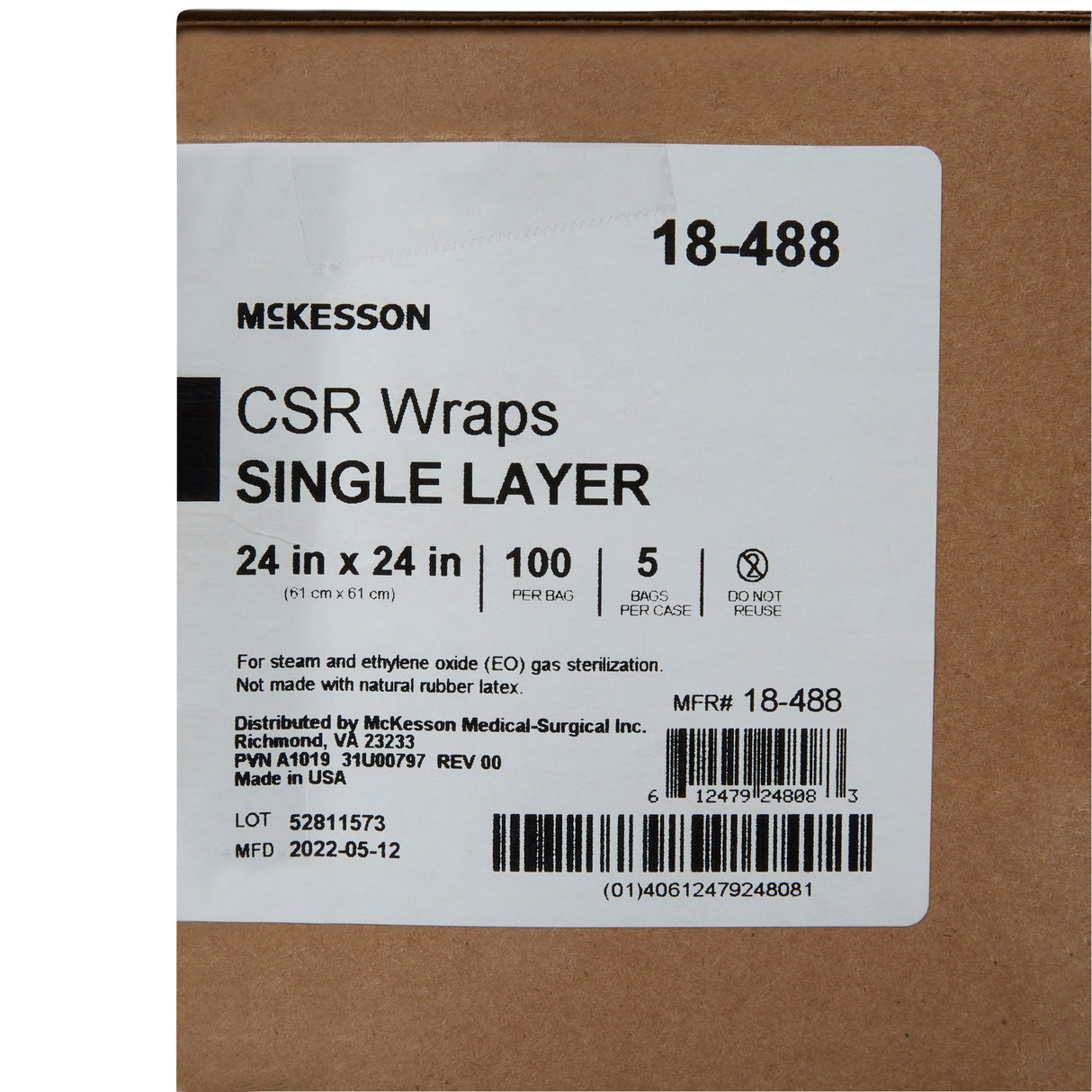 McKesson Sterilization Wrap Blue 24 X 24 Inch Single Layer Cellulose Steam / EO Gas - BeHope