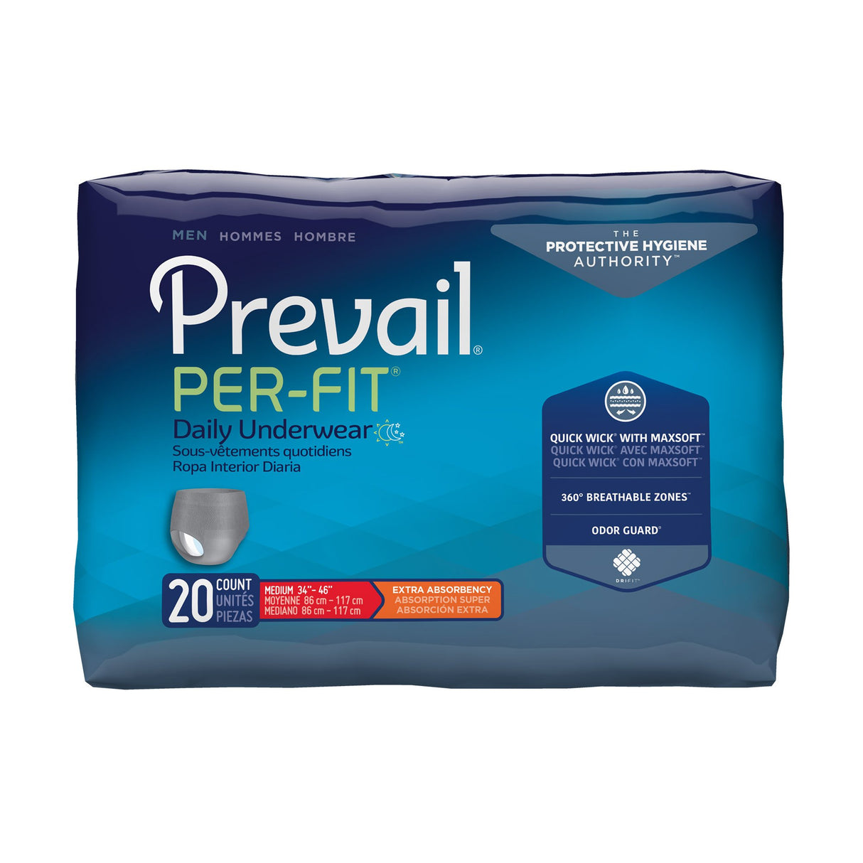 Male Adult Absorbent Underwear Prevail® Per-Fit® Pull On with Tear Away Seams Medium Disposable Heavy Absorbency - BeHope