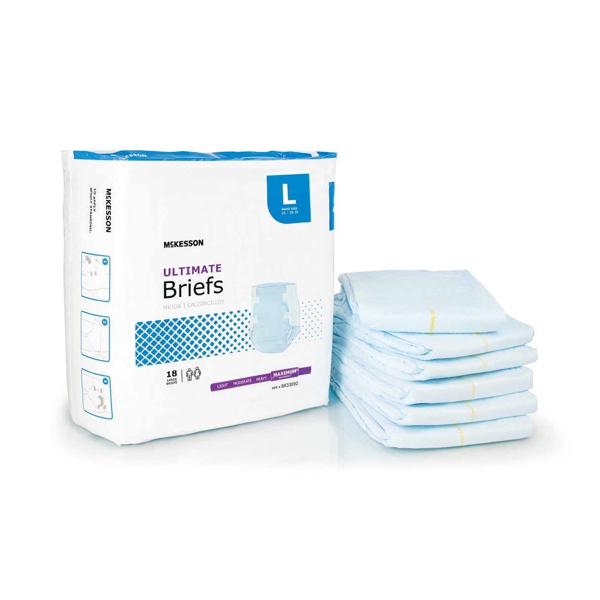 Unisex Adult Incontinence Brief McKesson Large Disposable Heavy Absorbency - BeHope