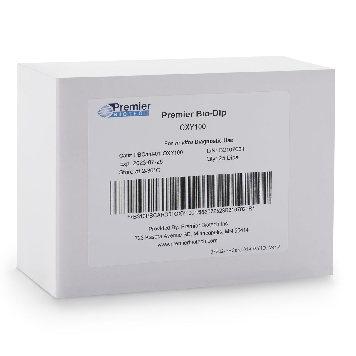 Drugs of Abuse Test Kit Premier Bio-Dip Oxycodone (OXY) 25 Tests CLIA Waived - BeHope