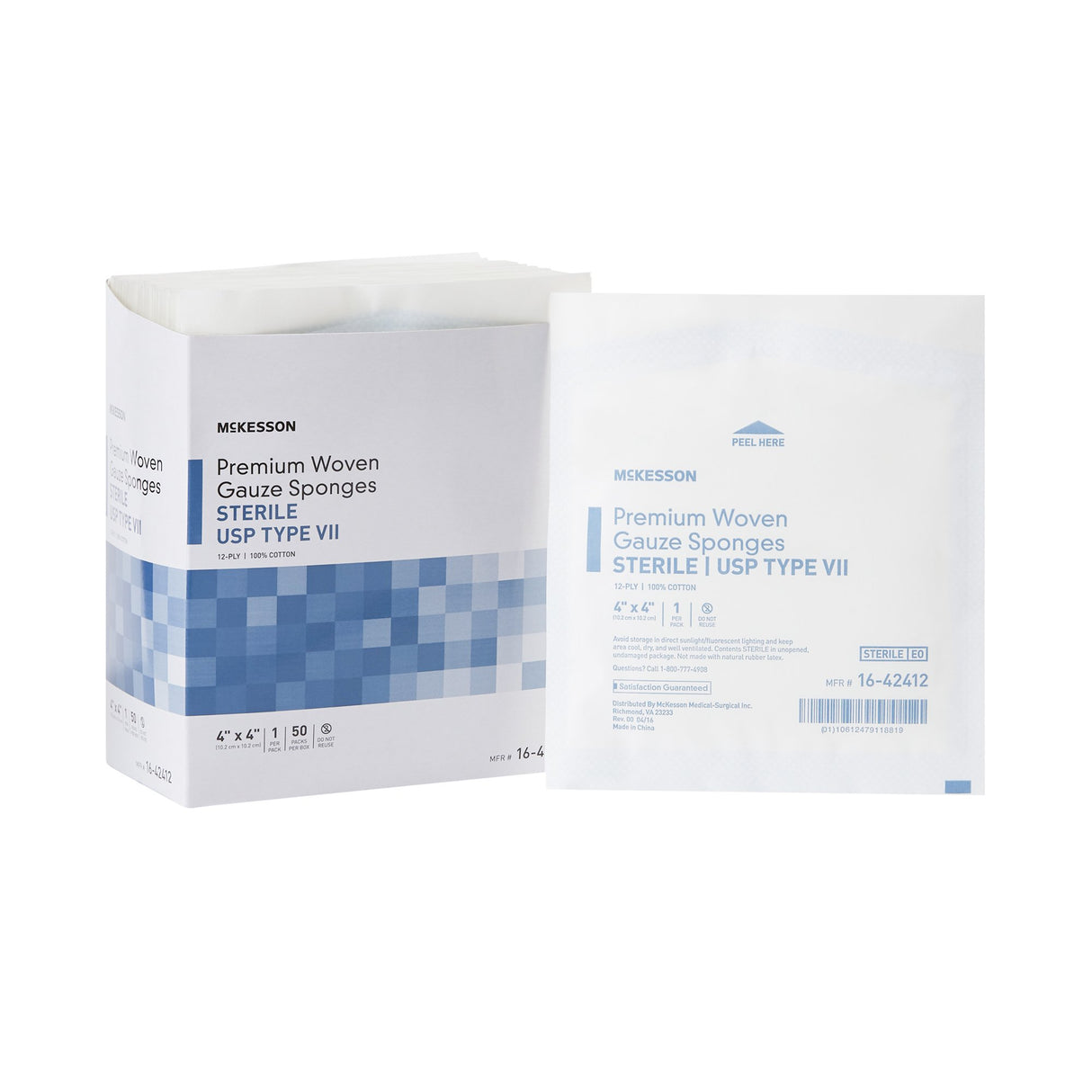 Gauze Sponge McKesson 4 X 4 Inch 12-Ply Sterile 1 per Pack - BeHope
