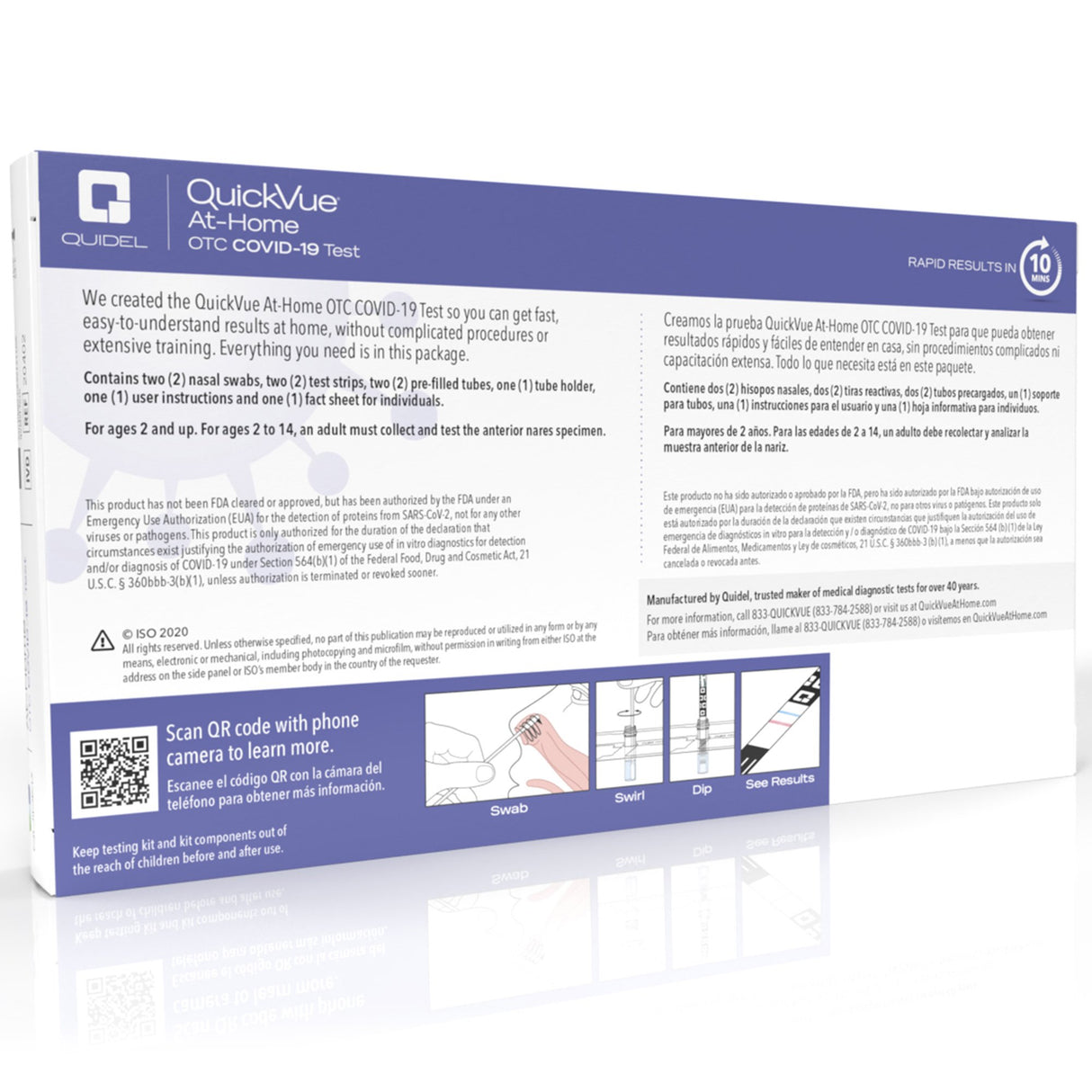 Respiratory Test Kit QuickVue® At-Home OTC COVID-19 Test 2 Tests CLIA Waived - BeHope