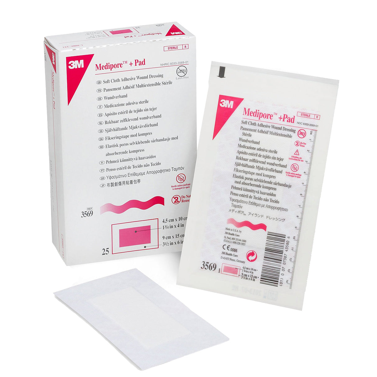 Composite Dressing 3M™ Medipore™ 3-1/2 X 6 Inch Rectangle Sterile Nonwoven Backing - BeHope
