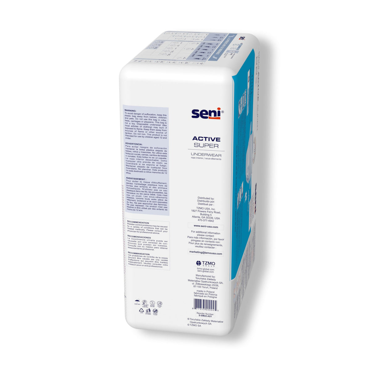 Unisex Adult Absorbent Underwear Seni® Active Super Pull On with Tear Away Seams Small Disposable Moderate Absorbency - BeHope