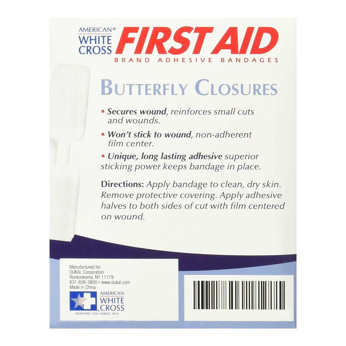 Skin Closure Strip First Aid Brand 1/2 X 2-3/4 Inch Nonwoven Material Butterfly Closure White - BeHope
