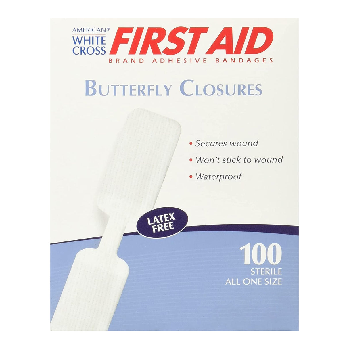 Skin Closure Strip First Aid Brand 1/2 X 2-3/4 Inch Nonwoven Material Butterfly Closure White - BeHope