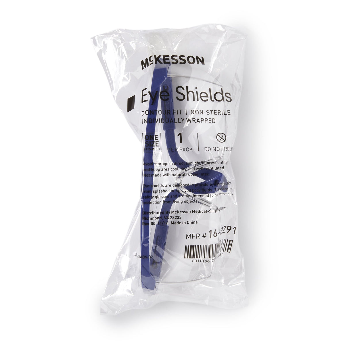 Eye Shield McKesson Side Shield Clear Tint Blue / Clear Frame Over Ear One Size Fits Most - BeHope