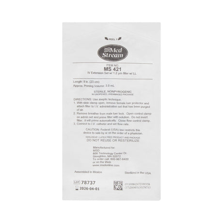 IV Extension Set McKesson Standard Bore 9 Inch Tubing 1.2 Micron Filter Sterile - BeHope