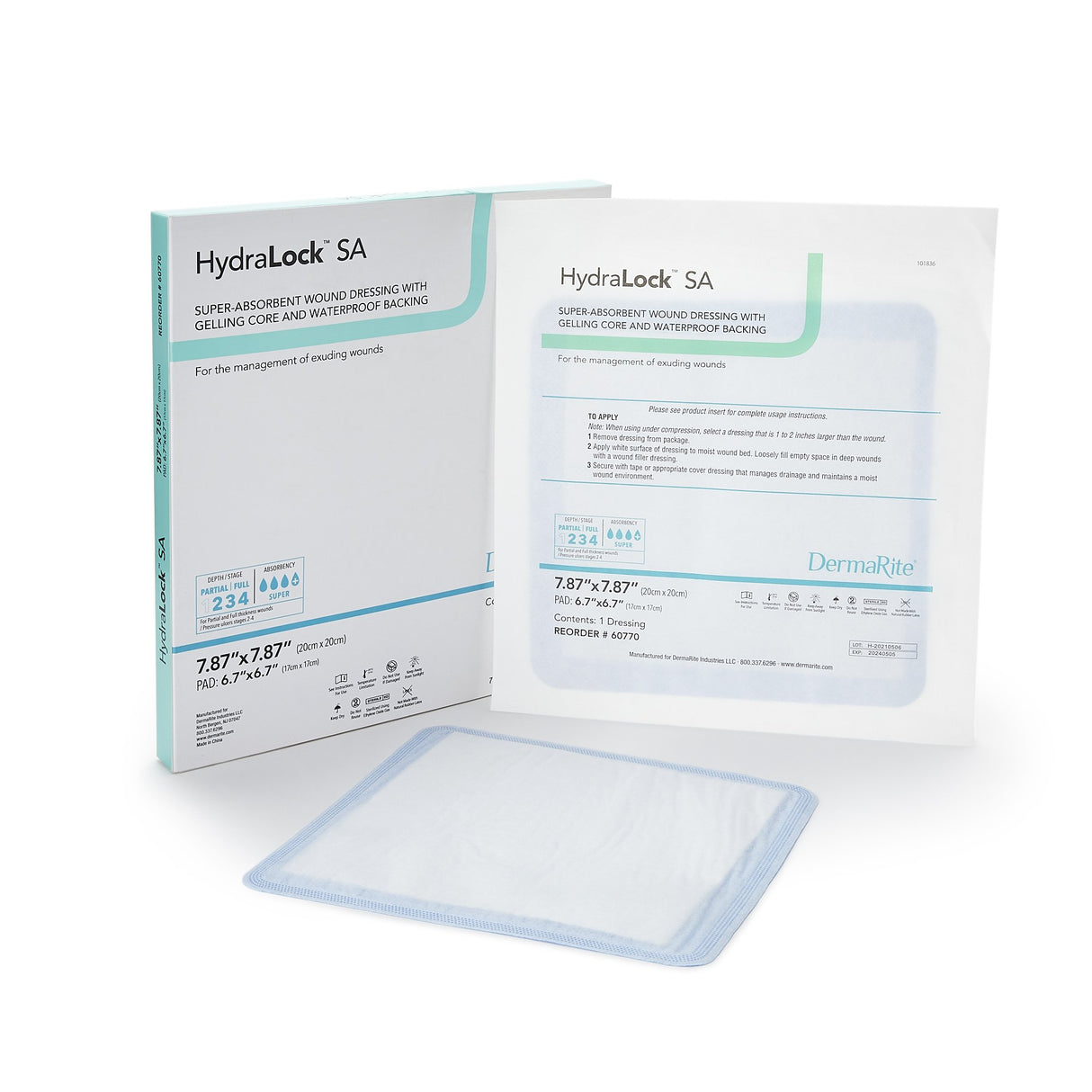Super Absorbent Dressing HydraLock™ SA 7.87 X 7.87 Inch Square - BeHope