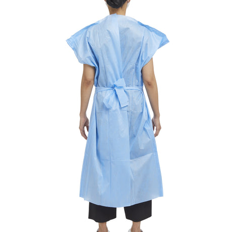 Patient Exam Gown Halyard One Size Fits Most Blue Disposable - BeHope