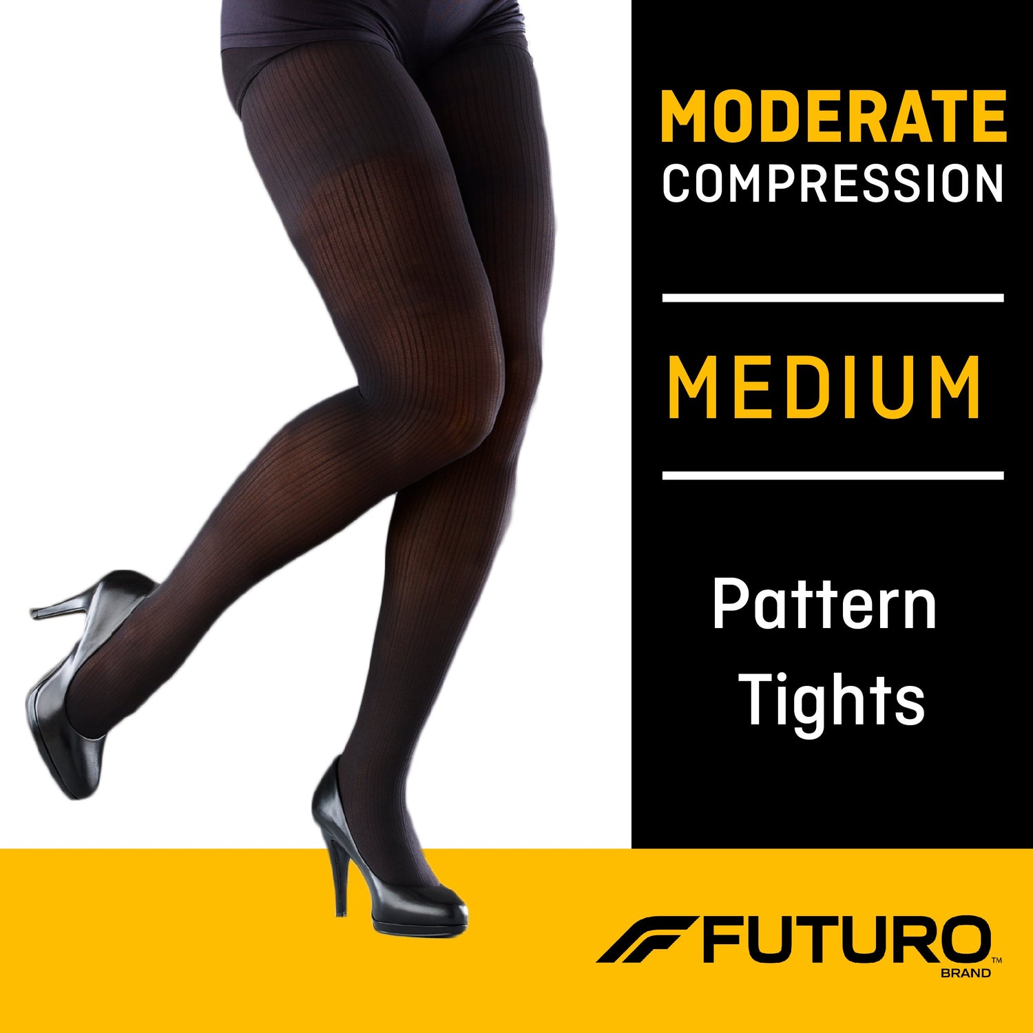 Compression Pantyhose 3M™ Futuro™ Pattern Waist High Medium Black Closed Toe - BeHope