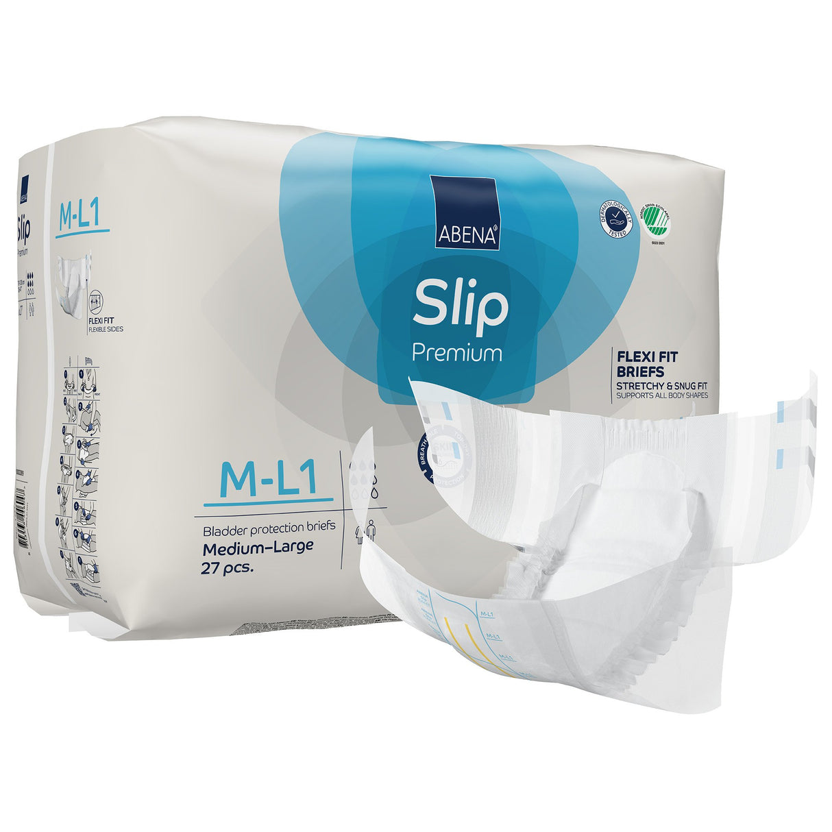 Unisex Adult Incontinence Brief Abena Slip Flexi Fit Medium / Large Disposable Moderate Absorbency - BeHope