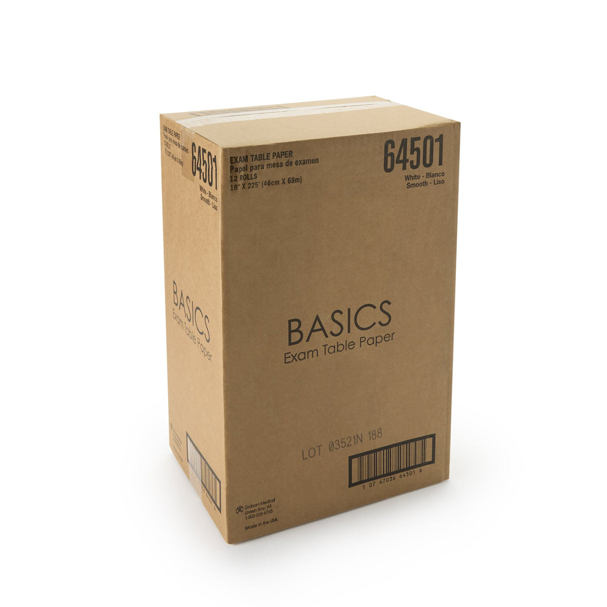 Table Paper Graham Medical™ 18 Inch Width 225 Foot Length White Smooth - BeHope