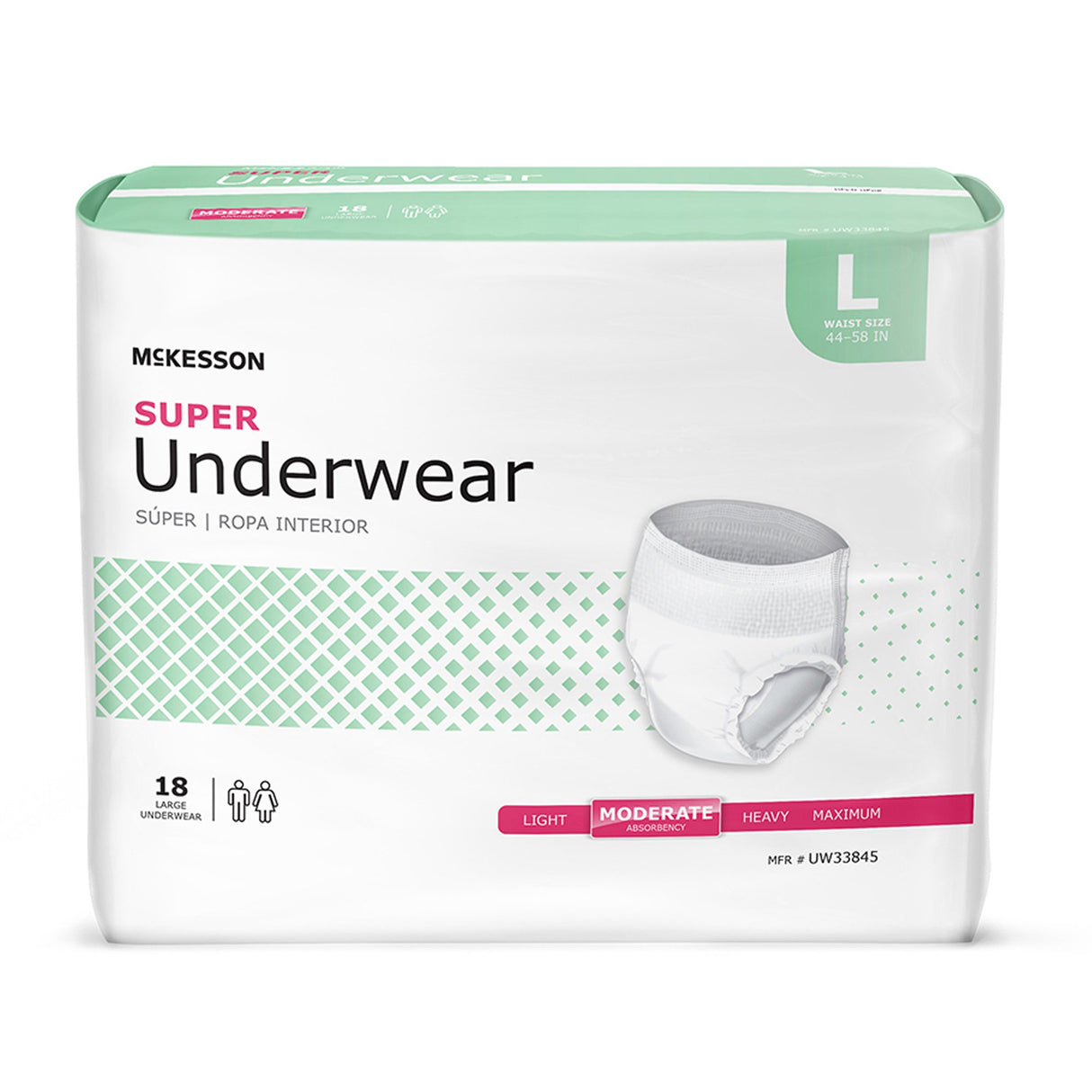 Unisex Adult Absorbent Underwear McKesson Pull On with Tear Away Seams Large Disposable Moderate Absorbency - BeHope