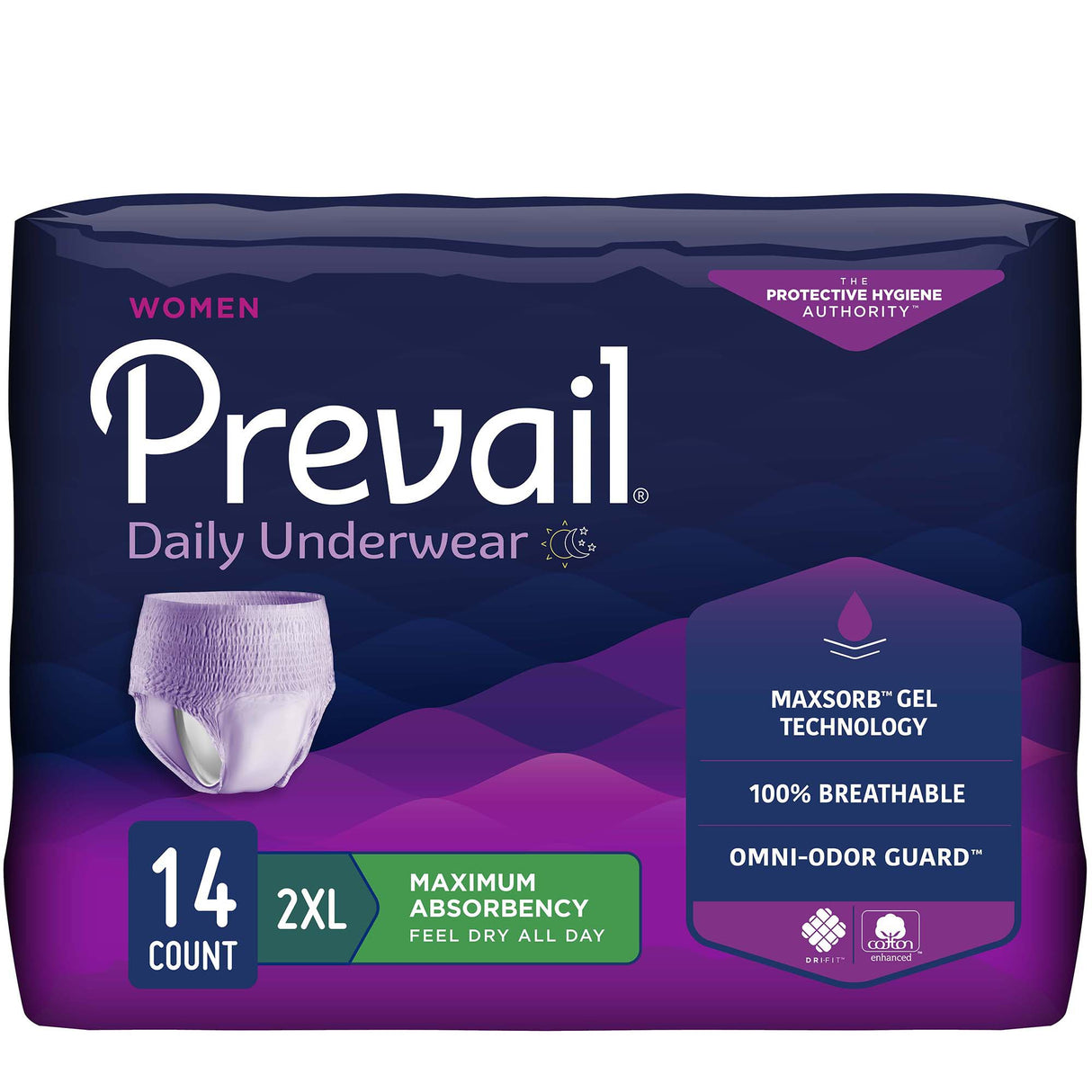 Female Adult Absorbent Underwear Prevail® Daily Underwear Pull On with Tear Away Seams 2X-Large Disposable Heavy Absorbency - BeHope