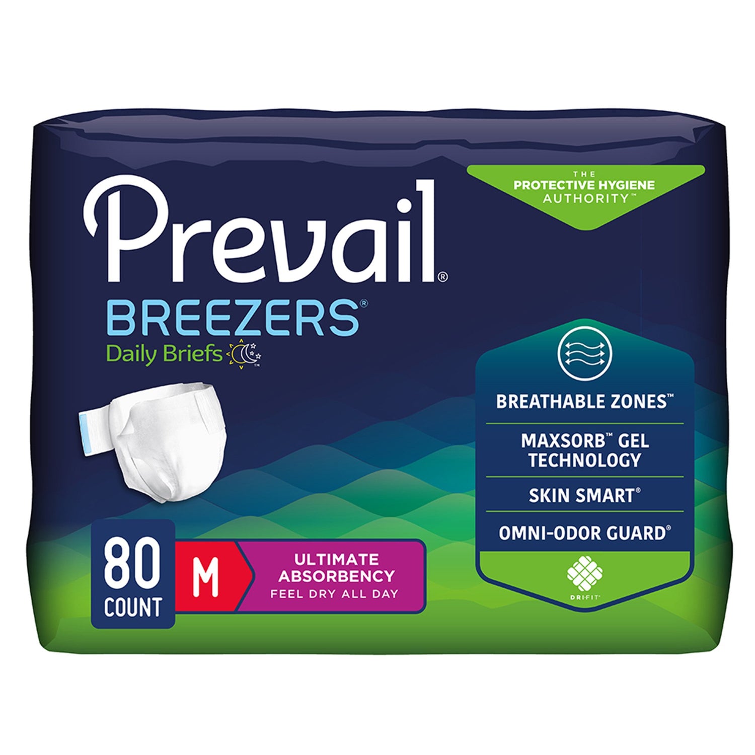 Unisex Adult Incontinence Brief Prevail® Breezers® Medium Disposable Heavy Absorbency - BeHope
