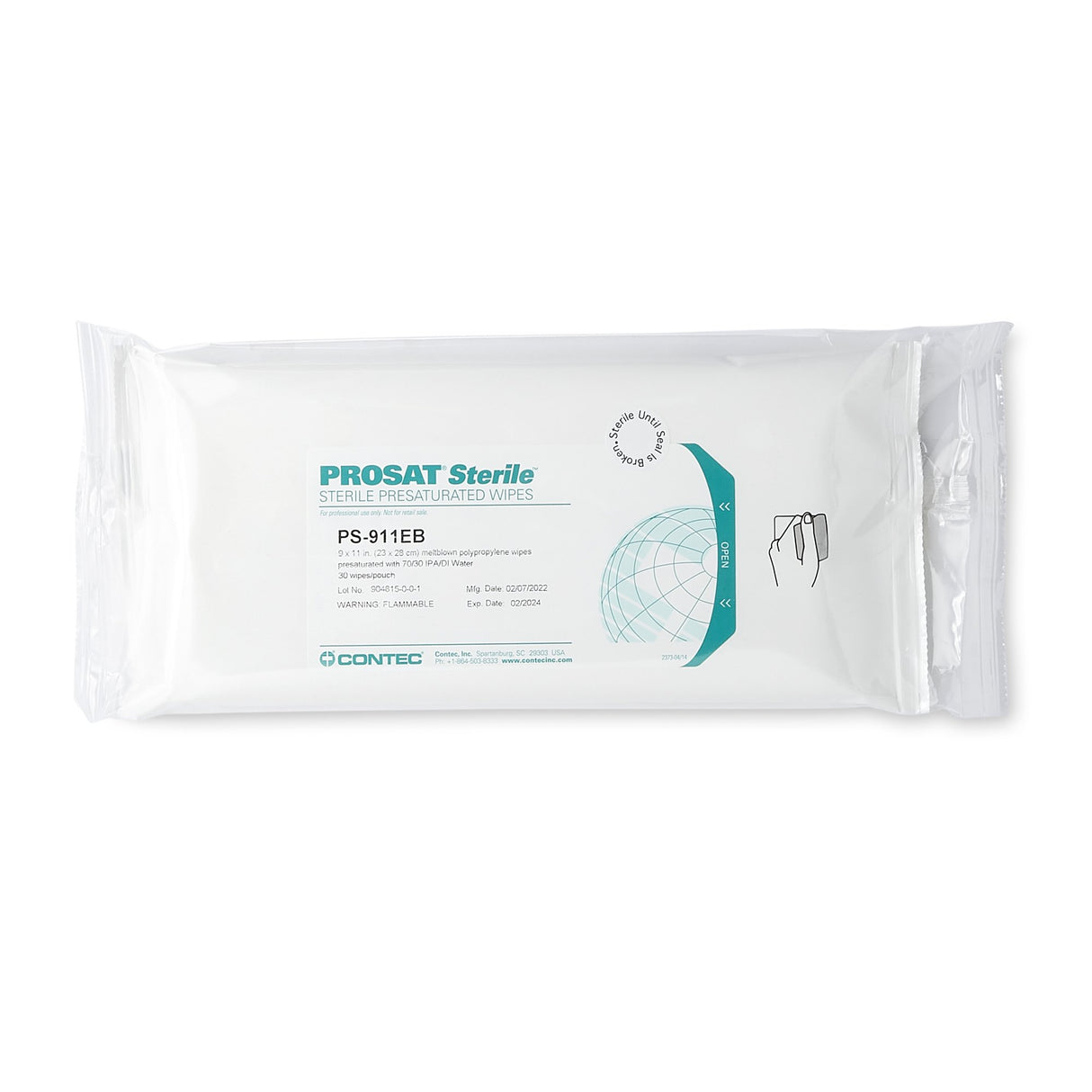 Surface Disinfectant Cleaner PROSAT® Sterile™ Premoistened Cleanroom Manual Pull Wipe 30 Count Pouch Alcohol Scent Sterile - BeHope