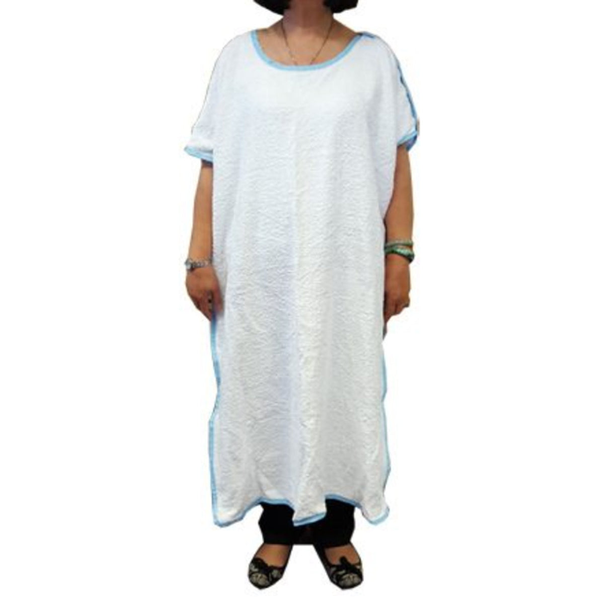 Shower Poncho White One Size Fits Most Open Sides Snap Closure Unisex Reusable - BeHope
