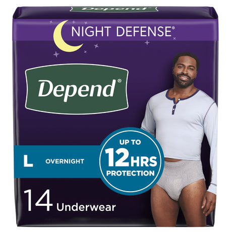 Male Adult Absorbent Underwear Depend® Night Defense® Pull On with Tear Away Seams Large Disposable Heavy Absorbency - BeHope
