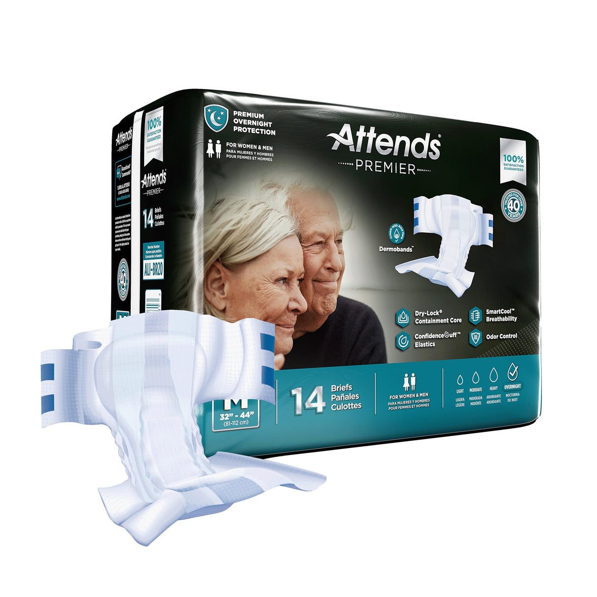 Unisex Adult Incontinence Brief Attends® Premier Medium Disposable Heavy Absorbency - BeHope