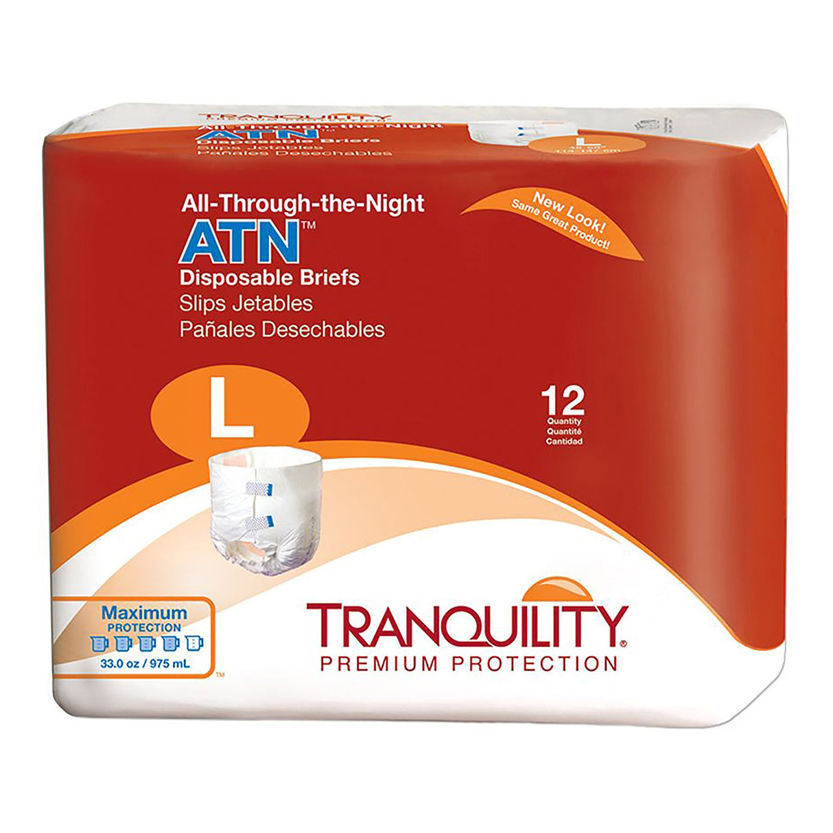 Unisex Adult Incontinence Brief Tranquility® ATN Large Disposable Heavy Absorbency - BeHope