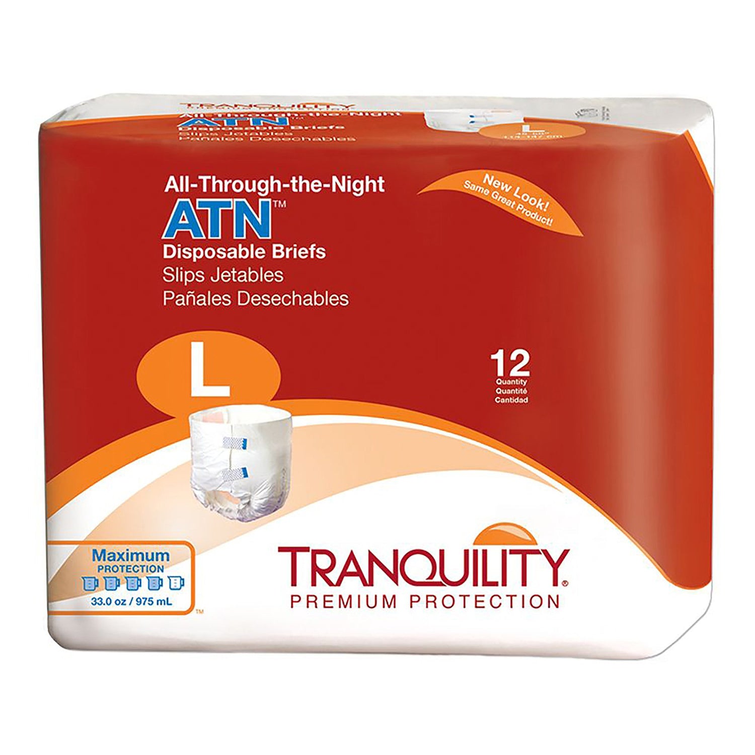 Unisex Adult Incontinence Brief Tranquility® ATN Large Disposable Heavy Absorbency - BeHope