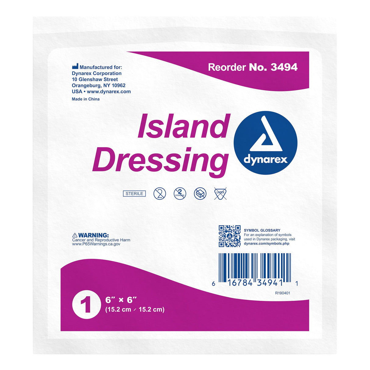 Island Dressing Dynarex 6 X 6 Inch Square Sterile - BeHope