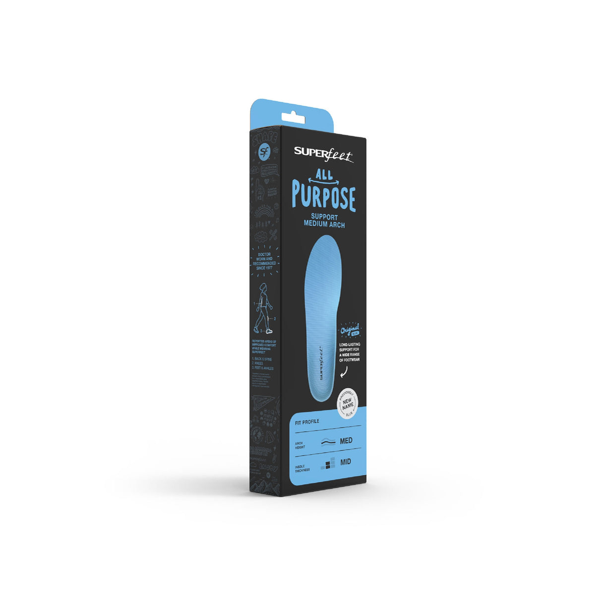 Insole Superfeet® High Density Foam Women 6.5 to 8 / Men 5.5 to 7 Blue - BeHope