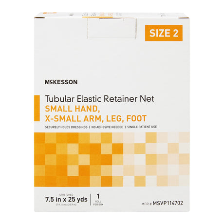 Elastic Net Retainer Dressing McKesson Tubular Elastic 7-1/2 Inch X 25 Yard (19.1 cm X 22.9 m) Size 2 White Small Hand / X-Small Arm / Leg / Foot NonSterile - BeHope