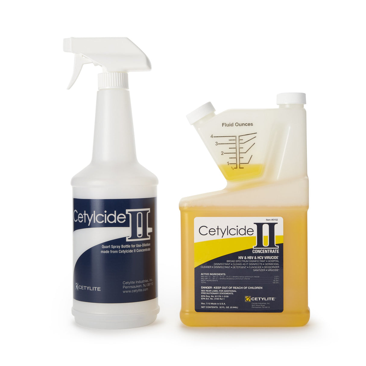 Surface Disinfectant Cetylcide-II® Quaternary Based Manual Pour Liquid Concentrate 32 oz. Bottle Lemon Scent NonSterile - BeHope