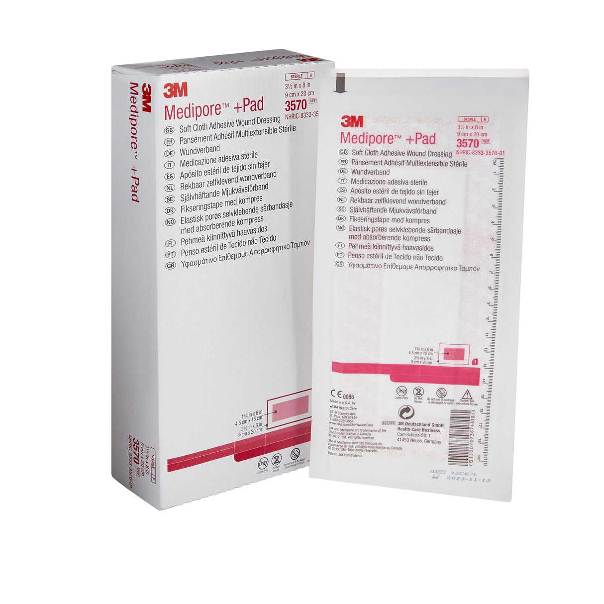 Composite Dressing 3M™ Medipore™ 3-1/2 X 8 Inch Rectangle Sterile Nonwoven Backing - BeHope