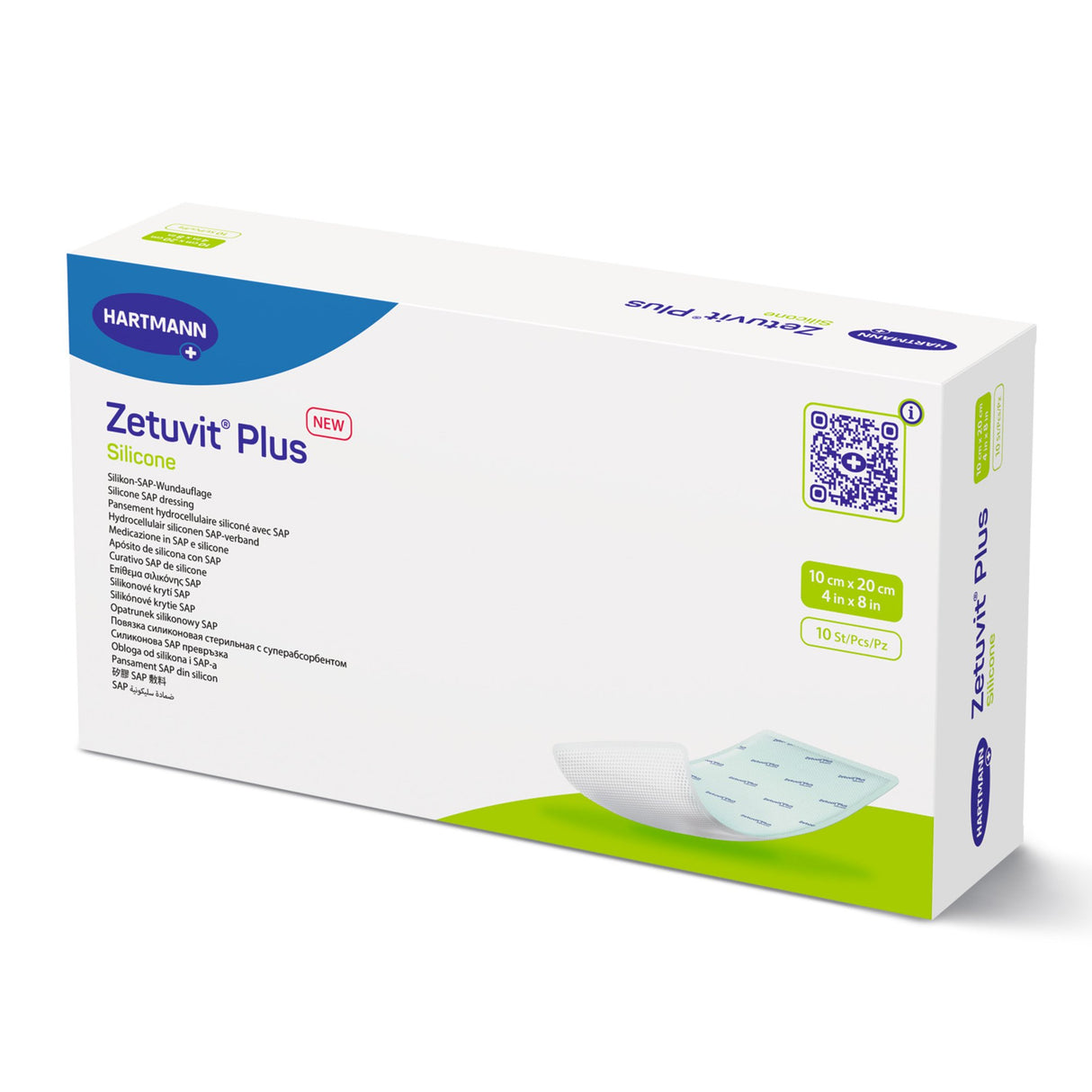 Super Absorbent Dressing Zetuvit® Plus Silicone Silicone Adhesive 4 X 8 Inch Rectangle - BeHope