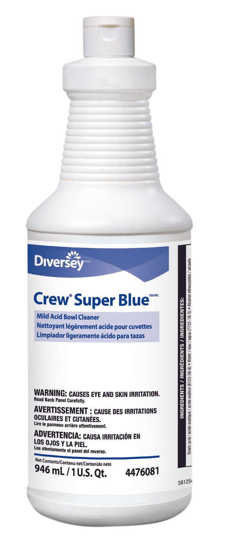 Toilet Bowl Cleaner Diversey™ Crew® Super Blue™ Acid Based Manual Squeeze Liquid 32 oz. Bottle Citrus Scent NonSterile - BeHope