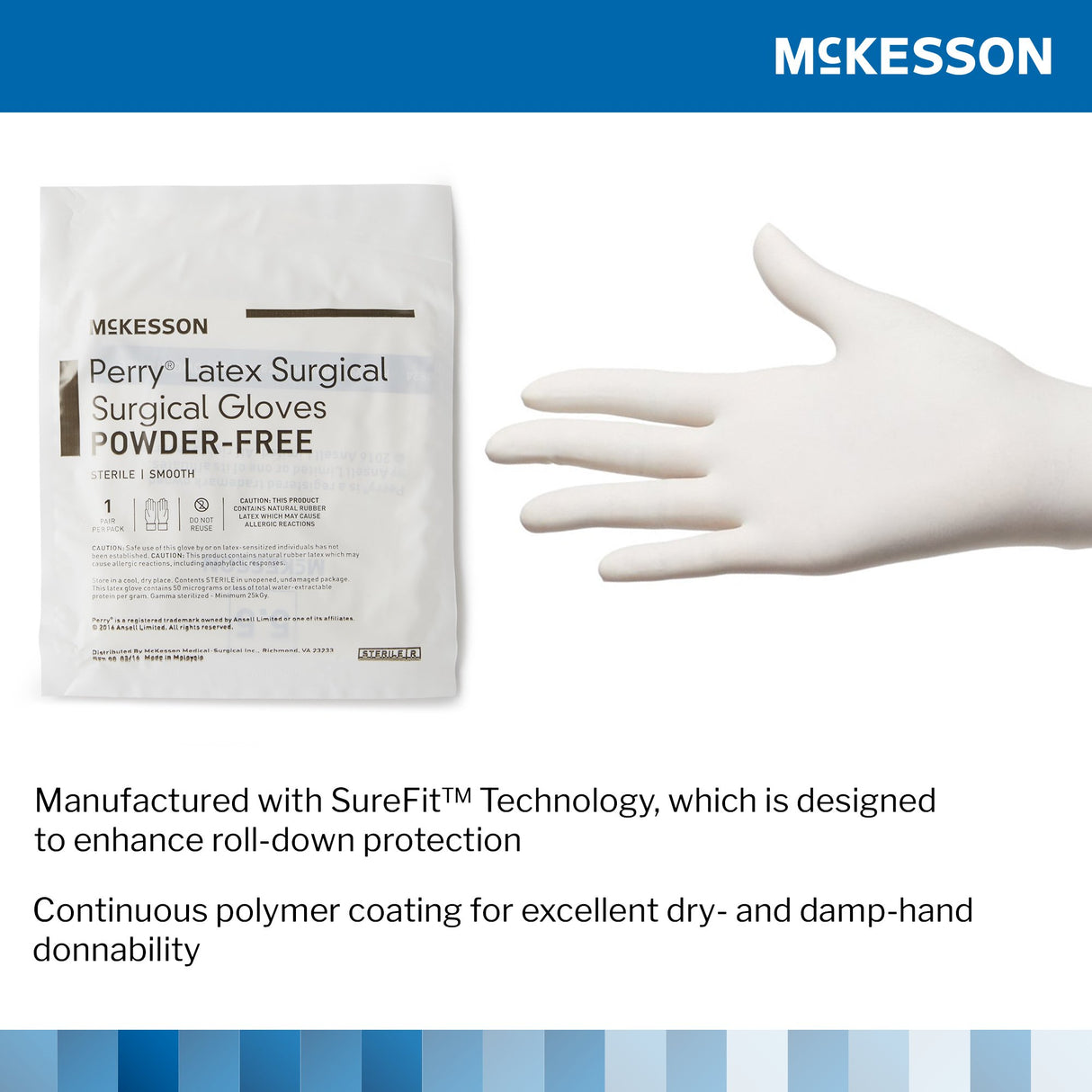 Surgical Glove McKesson Perry® Size 5.5 Sterile Latex Standard Cuff Length Smooth Cream Not Chemo Approved - BeHope