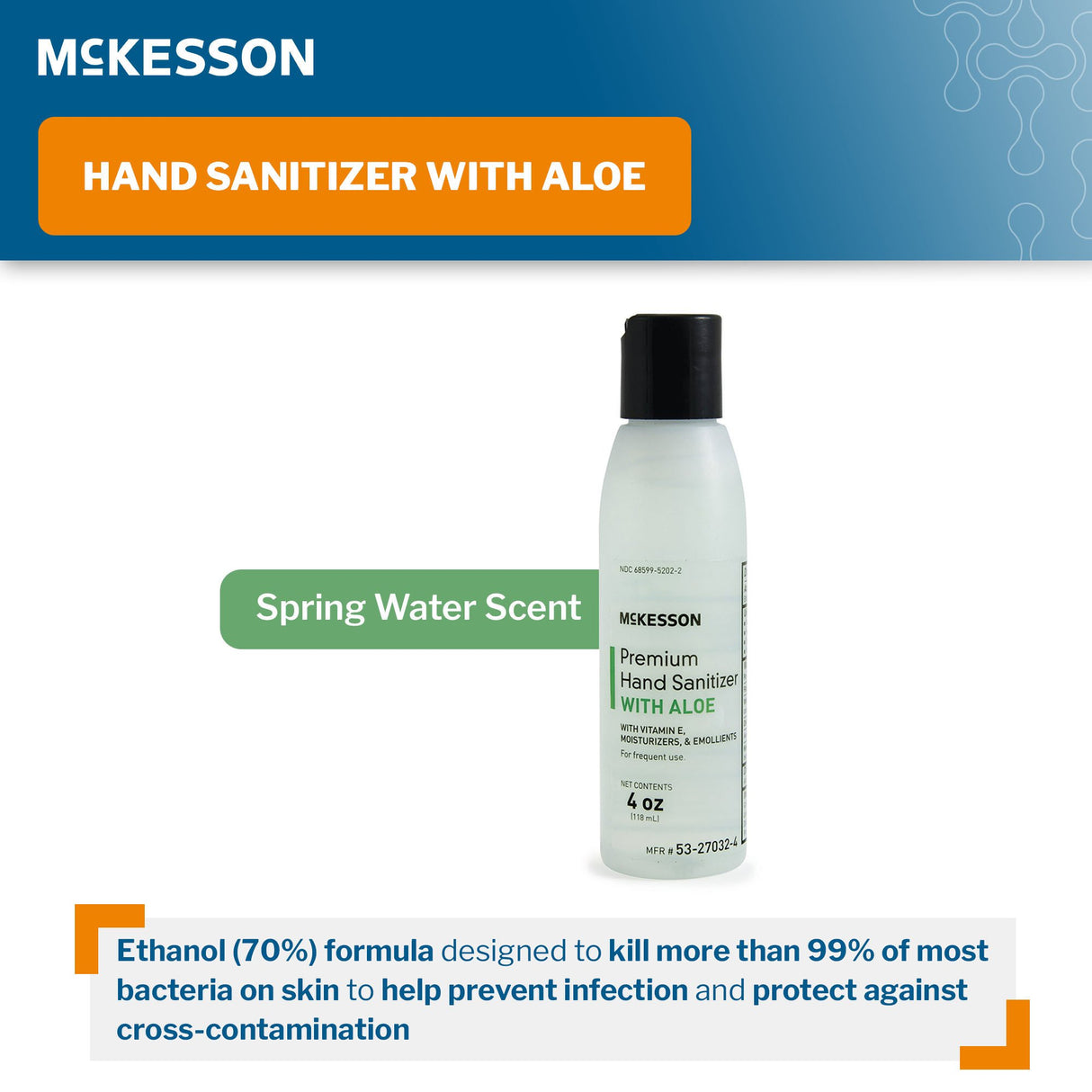 Hand Sanitizer with Aloe McKesson Premium Ethyl Alcohol Gel Kills Bacteria - BeHope