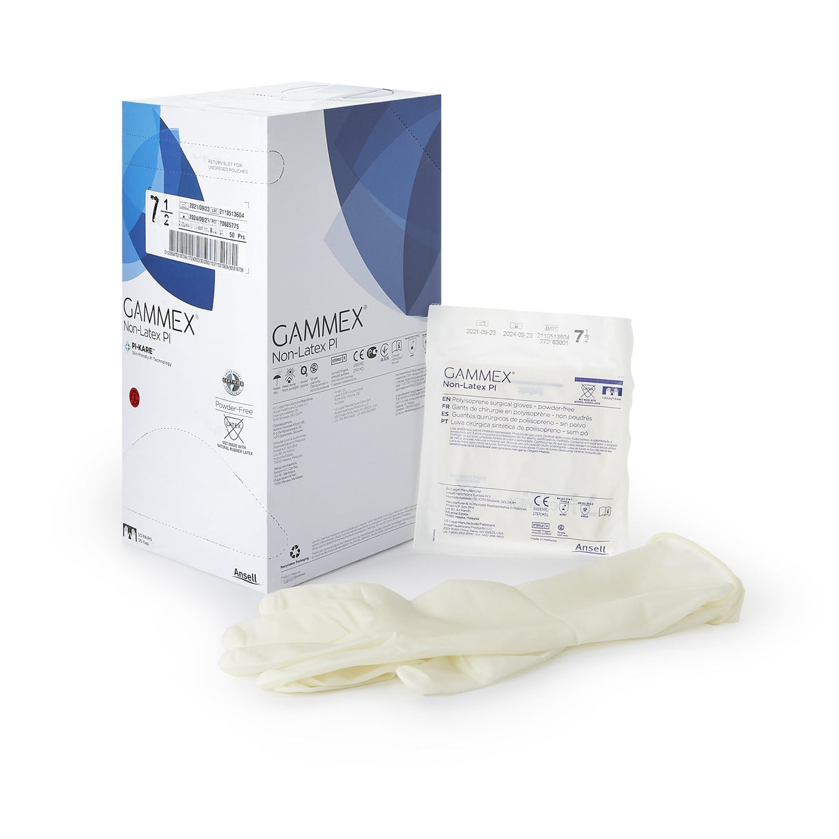 Surgical Glove GAMMEX® Non-Latex PI Size 7.5 Sterile Polyisoprene Standard Cuff Length Micro-Textured White Chemo Tested - BeHope
