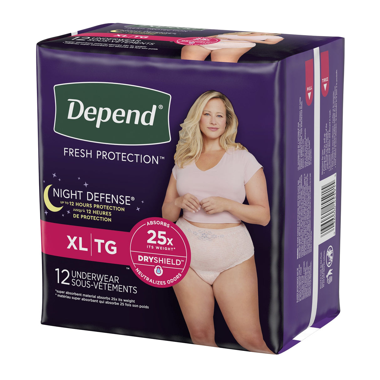 Female Adult Absorbent Underwear Depend® Night Defense® Waistband Style X-Large Disposable Heavy Absorbency - BeHope