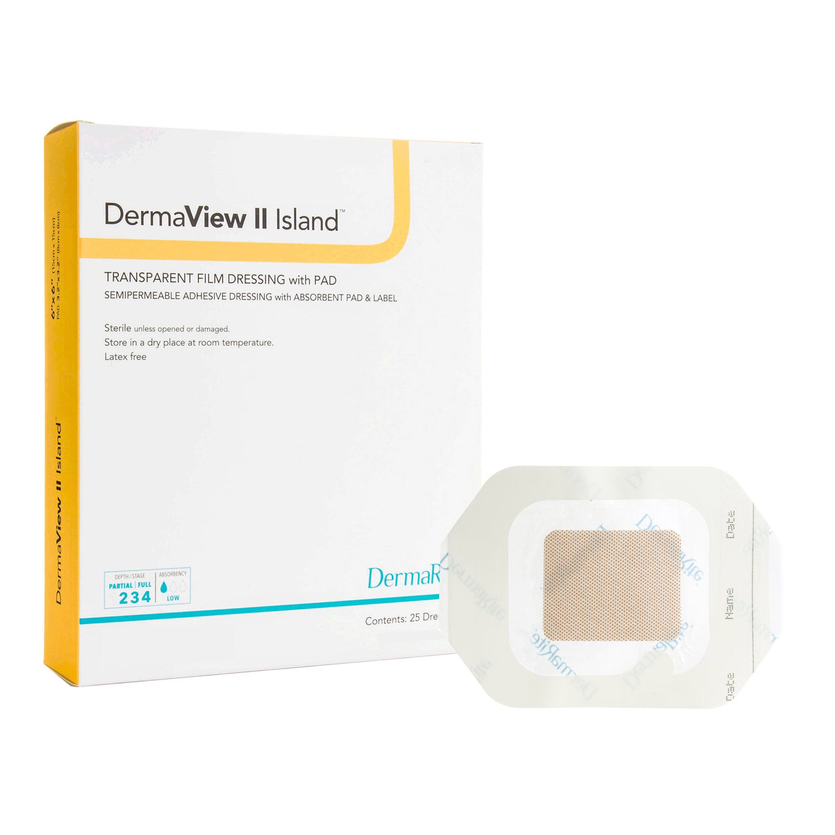 Transparent Film Dressing with Pad DermaView IIâ„¢ Island 2 X 2-3/4 Inch Frame Style Delivery Rectangle Sterile - BeHope