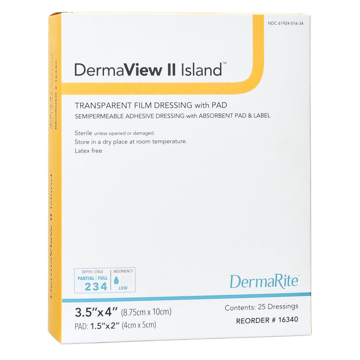 Transparent Film Dressing with Pad DermaView IIâ„¢ Island 3-1/2 X 4 Inch Frame Style Delivery Rectangle Sterile - BeHope