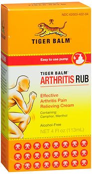 Topical Pain Relief Tiger Balm® Arthritis Rub 11% - 11% Strength Camphor / Menthol Cream 4 oz. - BeHope