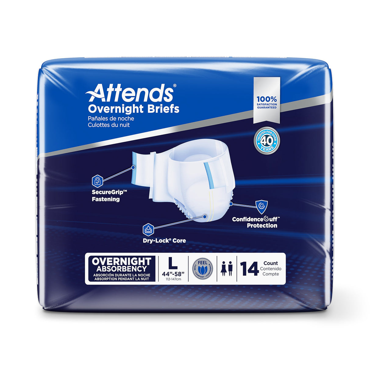 Unisex Adult Incontinence Brief Attends® Overnight Large Disposable Heavy Absorbency - BeHope