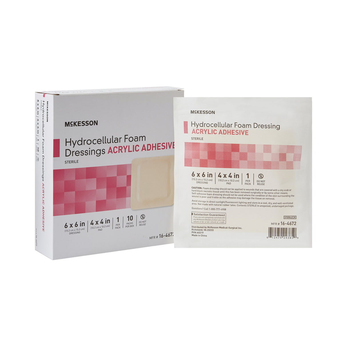 Foam Dressing McKesson 6 X 6 Inch With Border Film Backing Acrylic Adhesive Square Sterile - BeHope