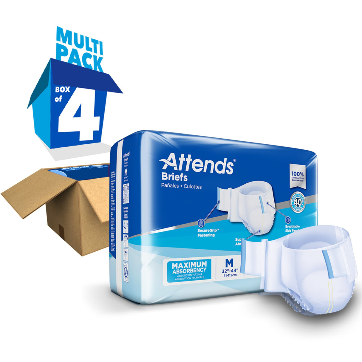 Attends® Adult Unisex Disposable Briefs with Maximum Absorbency - BeHope