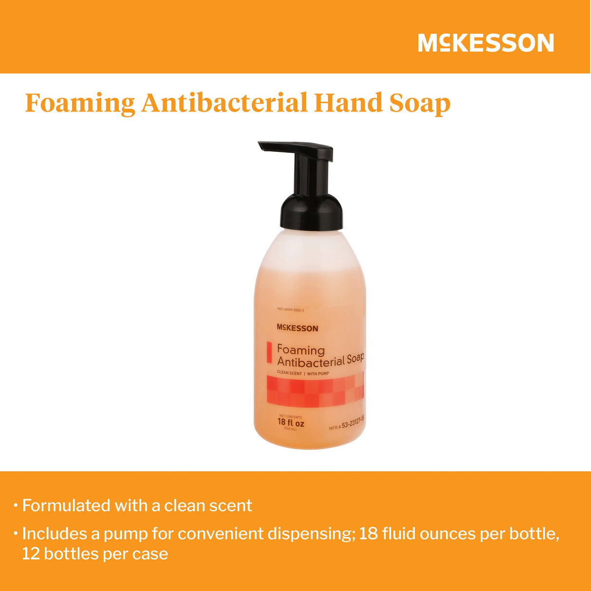 Antibacterial Soap McKesson Foaming 18 oz. Pump Bottle Clean Scent - BeHope