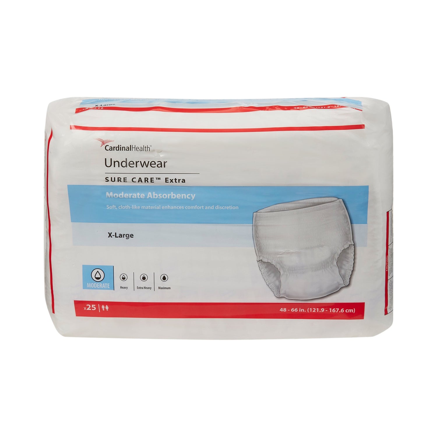 Unisex Adult Absorbent Underwear Sure Care™ Extra Pull On with Tear Away Seams X-Large Disposable Moderate Absorbency - BeHope