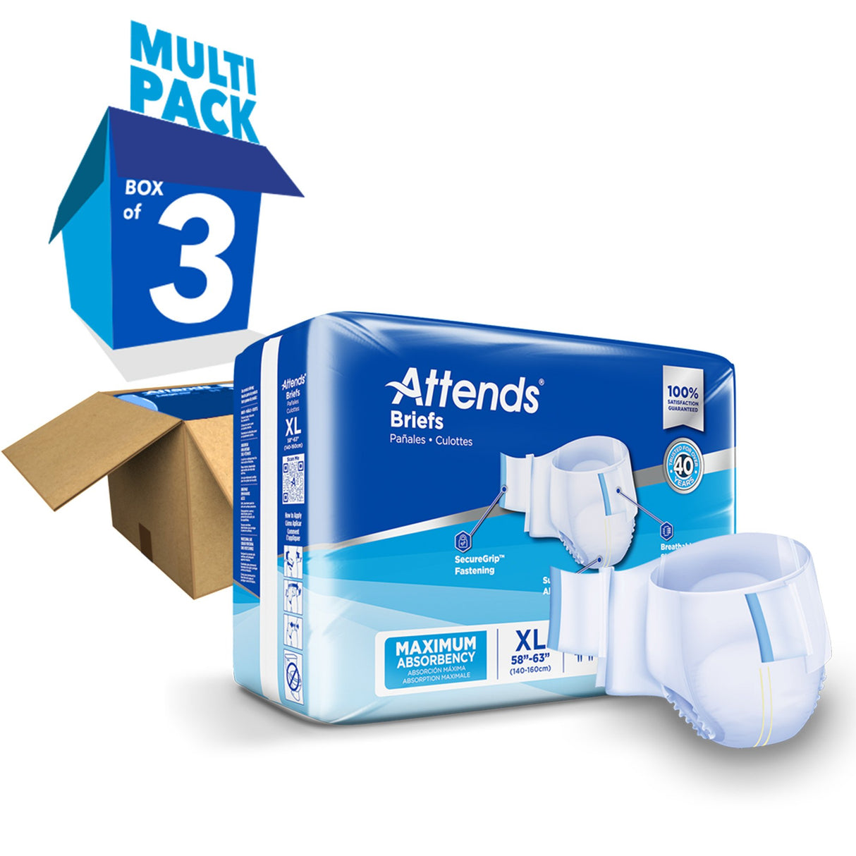 Attends® Adult Unisex Disposable Briefs with Maximum Absorbency - BeHope