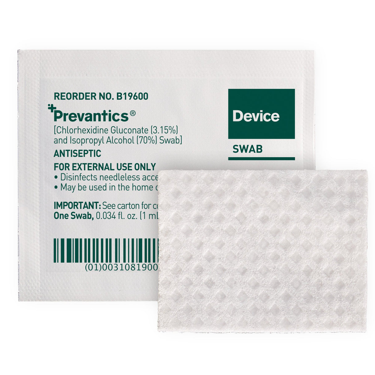 Device Swab Prevantics® 3.15% / 70% Strength CHG (Chlorhexidine Gluconate) / Isopropyl Alcohol Individual Packet NonSterile - BeHope