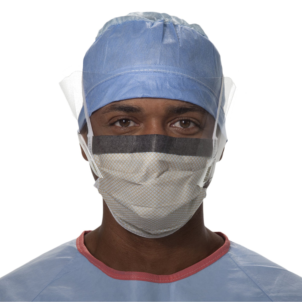 Surgical Mask with Eye Shield FluidShield Anti-fog Foam ASTM F2100-11 Level 2 Tie Closure One Size Fits Most - BeHope