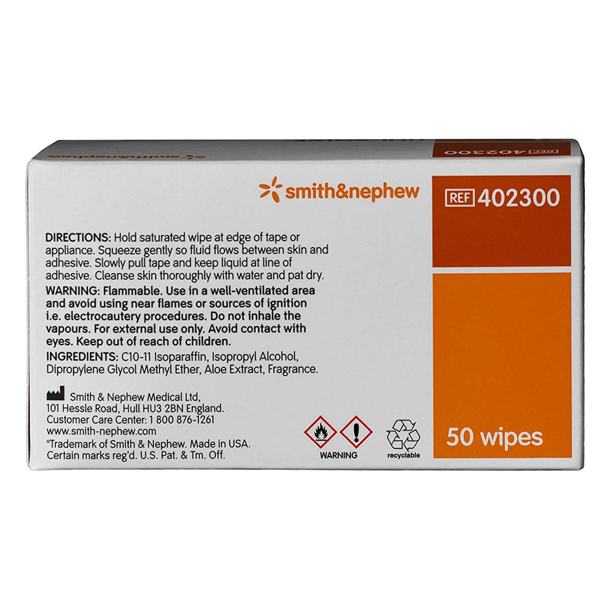 Adhesive Remover Uni-Solve Wipe 50 per Box Alcohol Based - BeHope