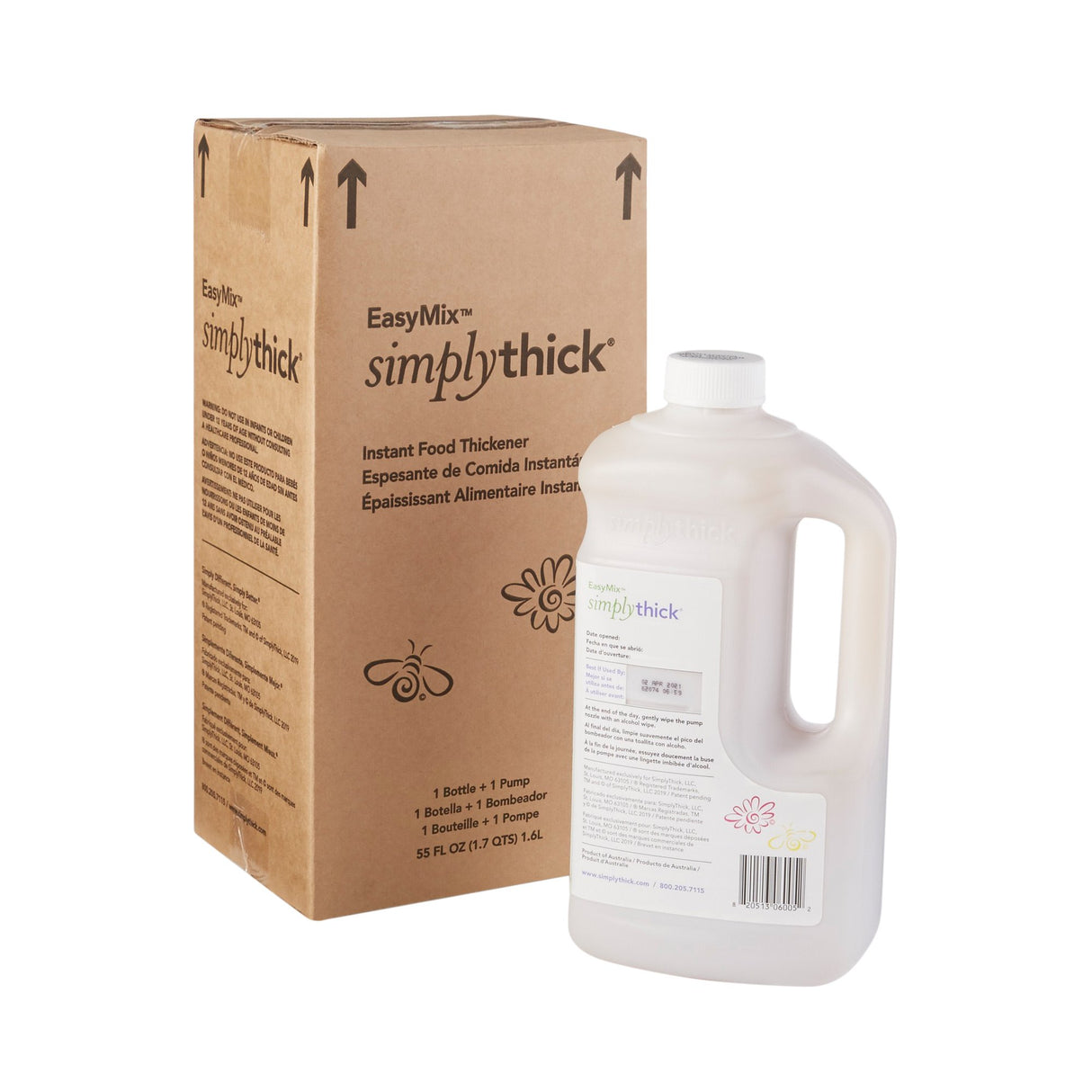 Food and Beverage Thickener SimplyThick® Easy Mix 1.6 Liter Pump Bottle Unflavored Gel IDDSI Level 2 Mildly Thick - BeHope